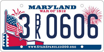MD license plate 3BK0606