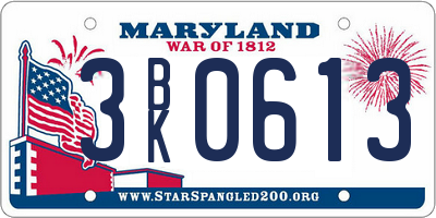 MD license plate 3BK0613