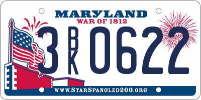 MD license plate 3BK0622