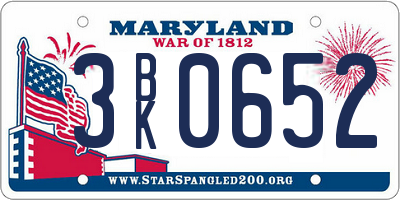 MD license plate 3BK0652