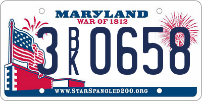 MD license plate 3BK0658