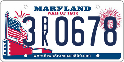 MD license plate 3BK0678