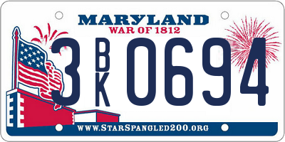 MD license plate 3BK0694