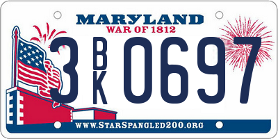 MD license plate 3BK0697
