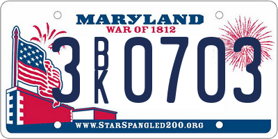 MD license plate 3BK0703