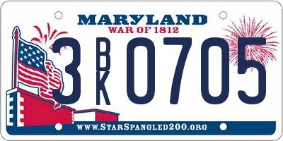 MD license plate 3BK0705