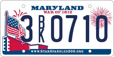 MD license plate 3BK0710