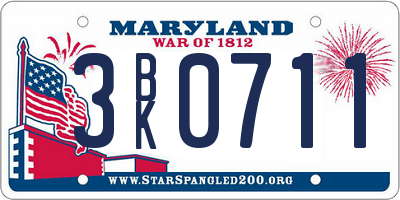 MD license plate 3BK0711