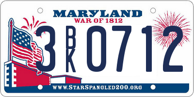 MD license plate 3BK0712