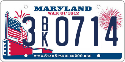 MD license plate 3BK0714