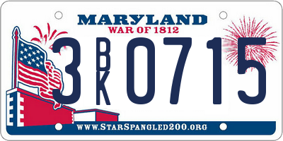 MD license plate 3BK0715