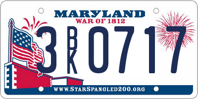 MD license plate 3BK0717