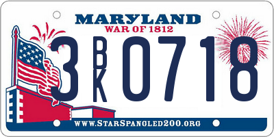 MD license plate 3BK0718