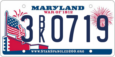 MD license plate 3BK0719