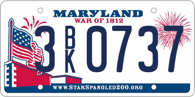 MD license plate 3BK0737