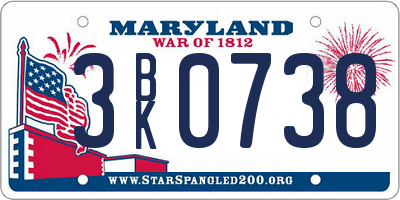 MD license plate 3BK0738