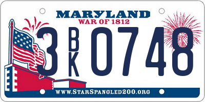 MD license plate 3BK0748