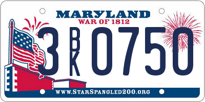 MD license plate 3BK0750