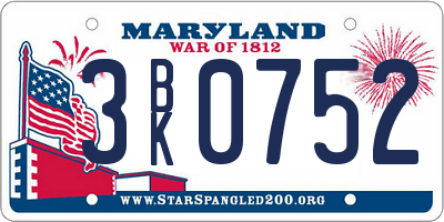 MD license plate 3BK0752
