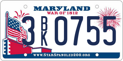 MD license plate 3BK0755