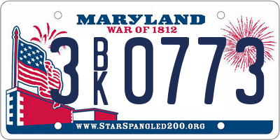 MD license plate 3BK0773