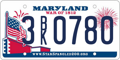MD license plate 3BK0780