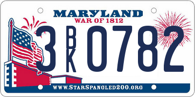 MD license plate 3BK0782