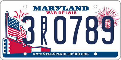 MD license plate 3BK0789
