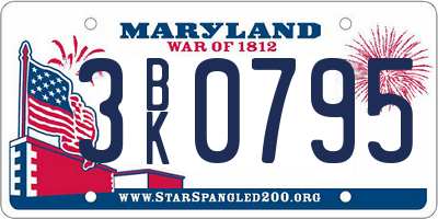 MD license plate 3BK0795