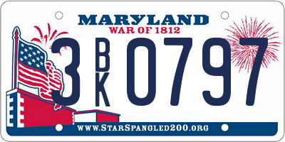 MD license plate 3BK0797