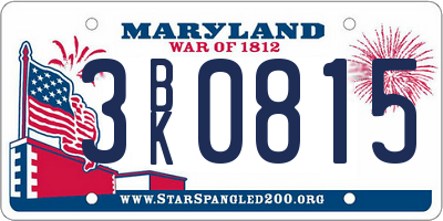 MD license plate 3BK0815
