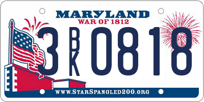 MD license plate 3BK0818