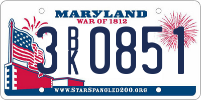 MD license plate 3BK0851
