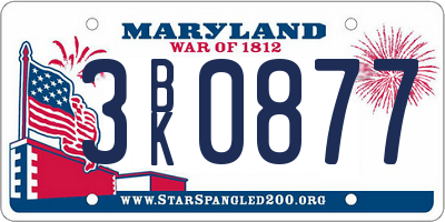MD license plate 3BK0877