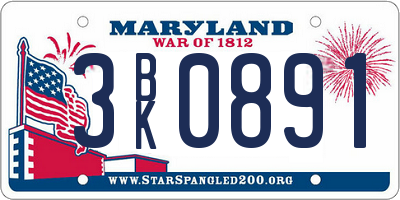MD license plate 3BK0891