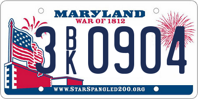 MD license plate 3BK0904