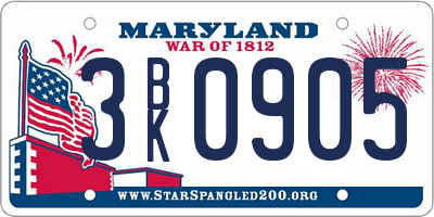 MD license plate 3BK0905
