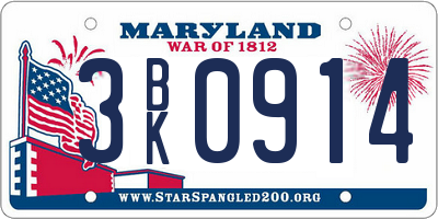 MD license plate 3BK0914