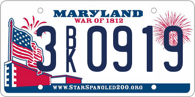 MD license plate 3BK0919
