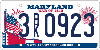 MD license plate 3BK0923