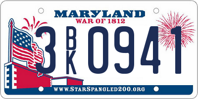MD license plate 3BK0941