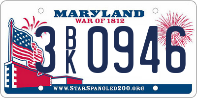 MD license plate 3BK0946