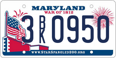 MD license plate 3BK0950