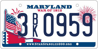 MD license plate 3BK0959