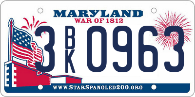 MD license plate 3BK0963