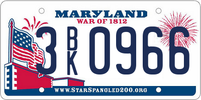 MD license plate 3BK0966