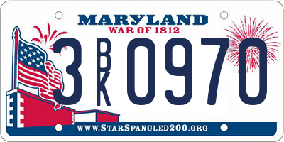 MD license plate 3BK0970