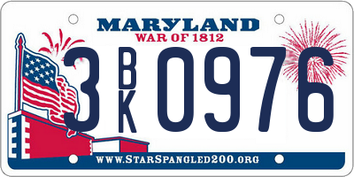 MD license plate 3BK0976