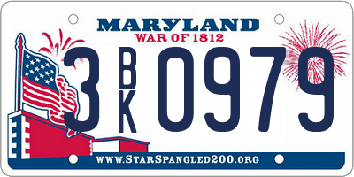 MD license plate 3BK0979