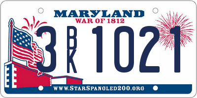 MD license plate 3BK1021